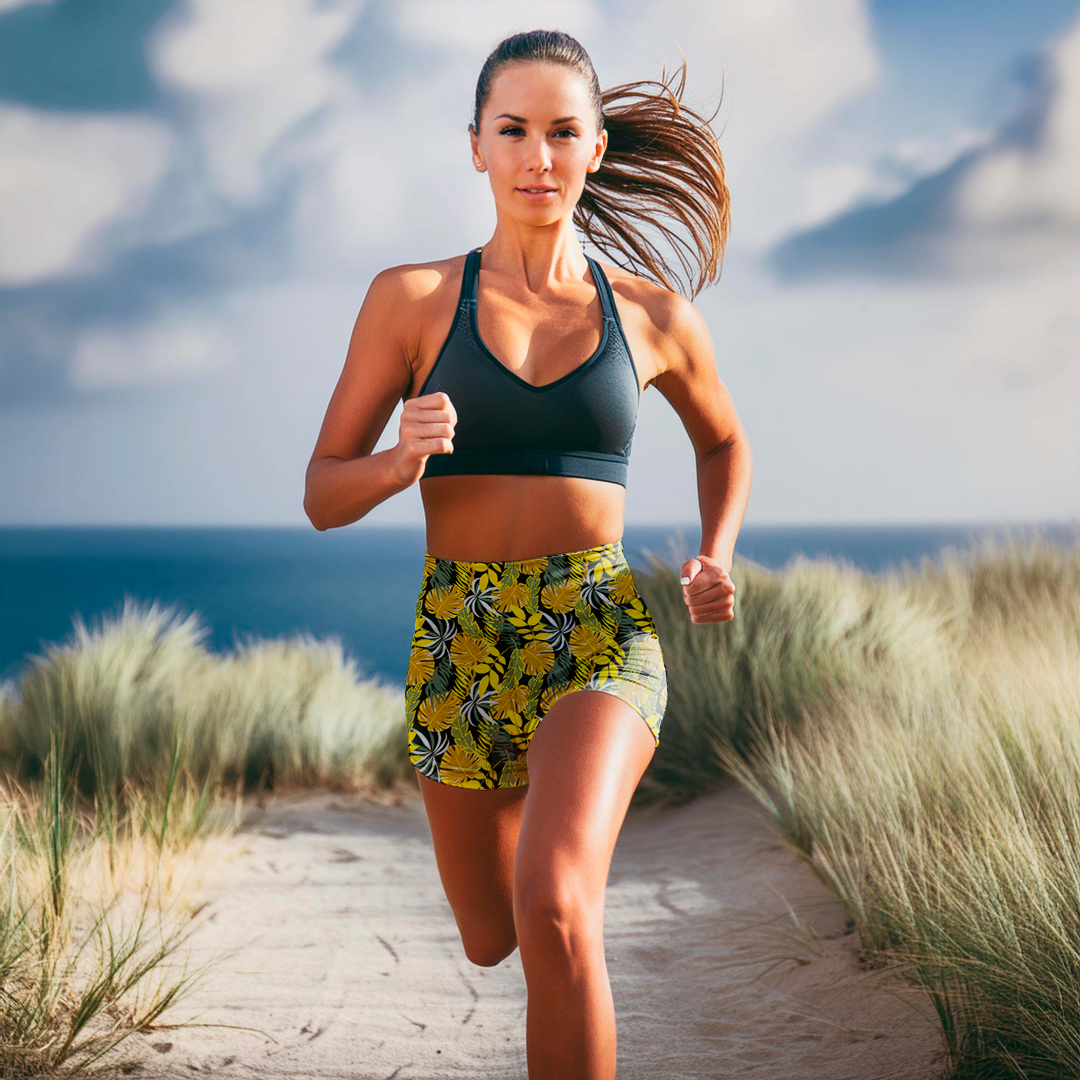 Tropicali Women’s Compression Shorts – 5" No-Ride-Up Athletic Shorts with Leg Grippers, High-Rise Waist, Pockets | Anti-Chafe, Quick-Dry Fit for Running, CrossFit, Spartan, Triathlon, Volleyball