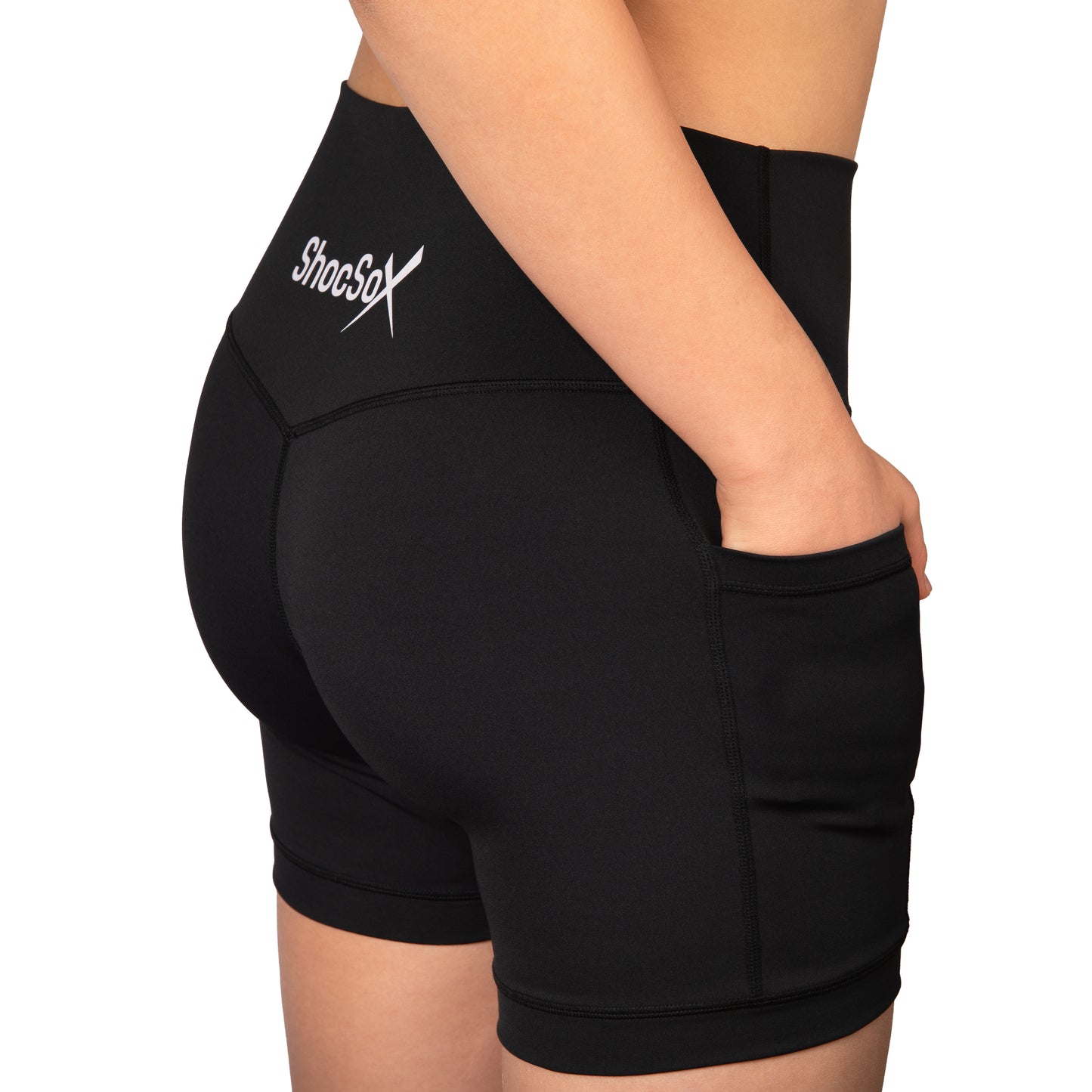Black Women’s Running Compression Shorts – 5" No-Ride-Up Running Shorts with Leg Grippers, High-Rise Waist, Pockets | Anti-Chafe, Quick-Dry Fit for Running, CrossFit, Spartan, Triathlon, Volleyball