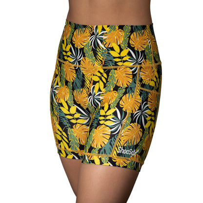 Tropicali Women’s Compression Shorts – 5" No-Ride-Up Athletic Shorts with Leg Grippers, High-Rise Waist, Pockets | Anti-Chafe, Quick-Dry Fit for Running, CrossFit, Spartan, Triathlon, Volleyball