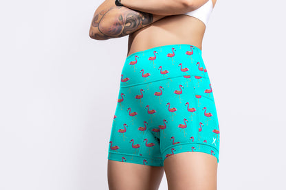 Flamingo Women’s  Running Compression Shorts – 5" No-Ride-Up Running Shorts with Leg Grippers, High-Rise Waist, Pockets | Anti-Chafe, Quick-Dry Fit for Running, Spartan and Triathlon