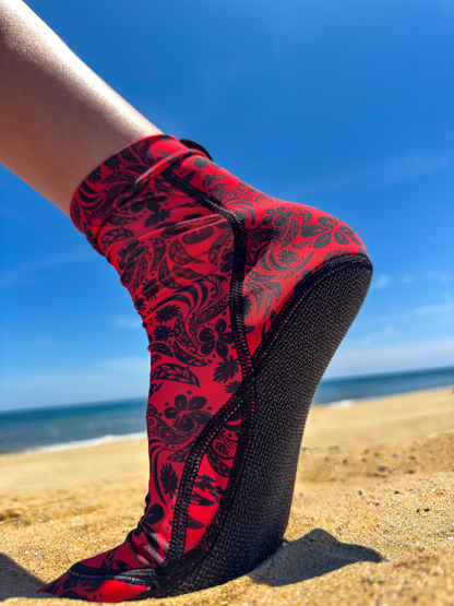 Red Aloha Beach Volleyball and Sand Soccer Sand Socks With Kevlar Sole