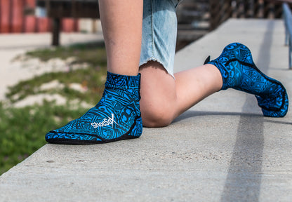 Blue Polynesian Beach Volleyball and Sand Soccer Sand Socks With Kevlar Sole